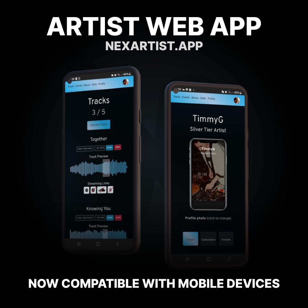 Artist Web App on Mobile